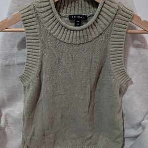 Tribal Women's Knit Sleeveless Sweater - Olive